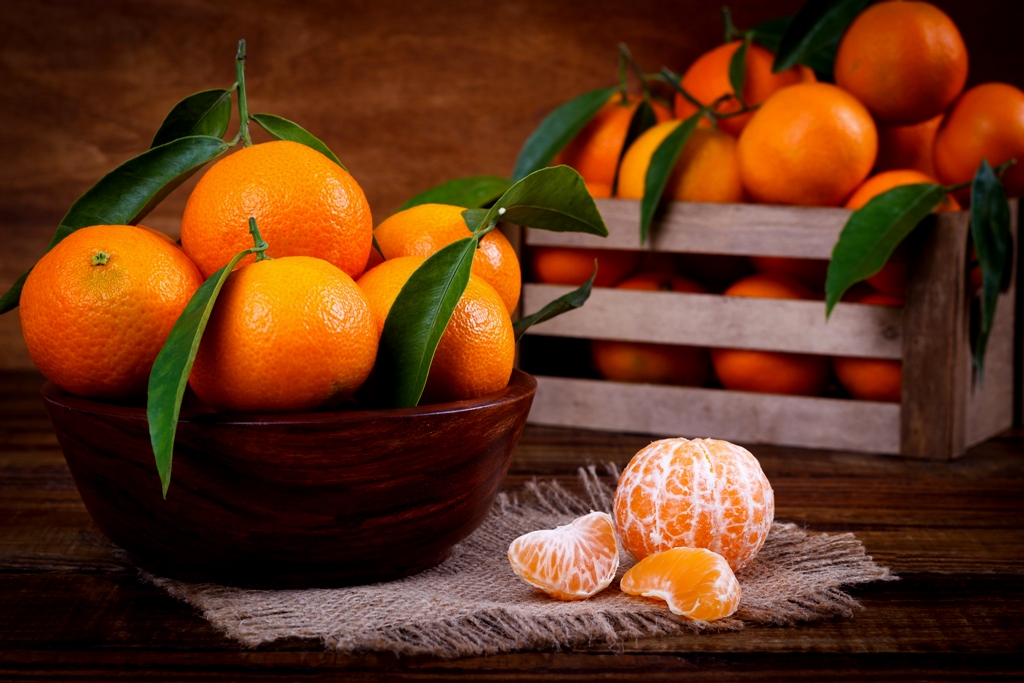 Mandarins or tangerines close up