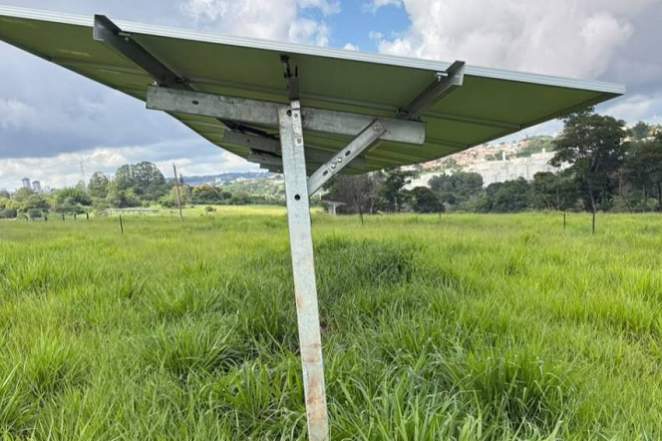 Painel fotovoltaico instalado na fazenda. Crédito-Matheus Deniz